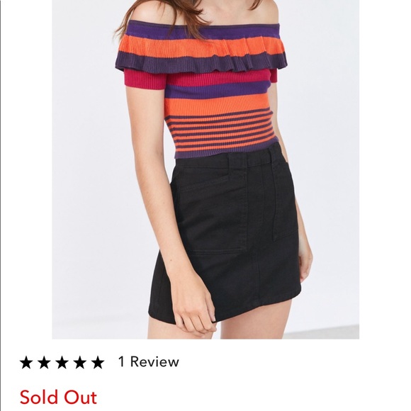 kimchi blue off-the-shoulder ruffle top - purple, pink, & orange striped - Picture 6 of 8